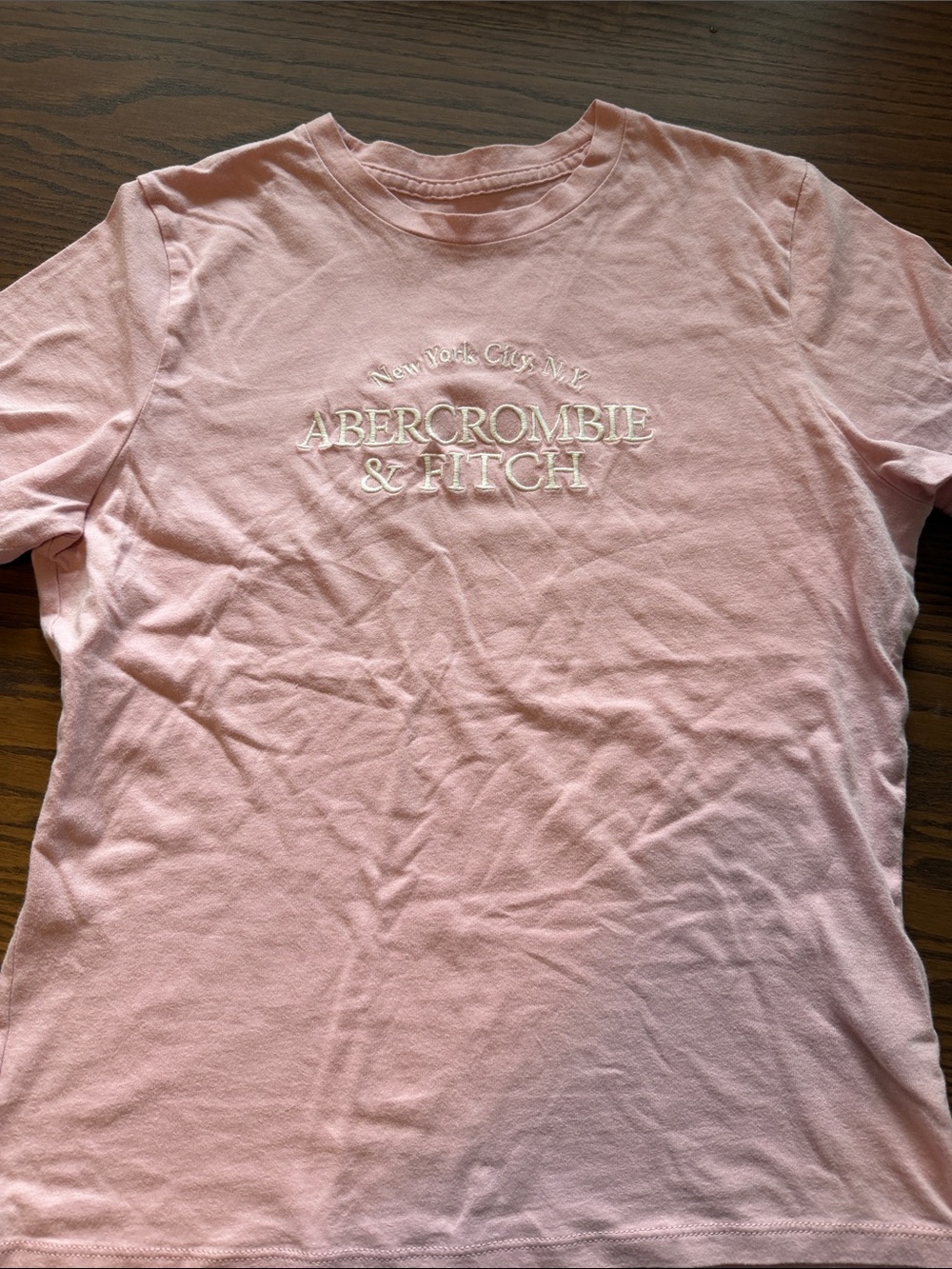 Abercrombie & Fitch Light Pink Embroidered Logo Tee